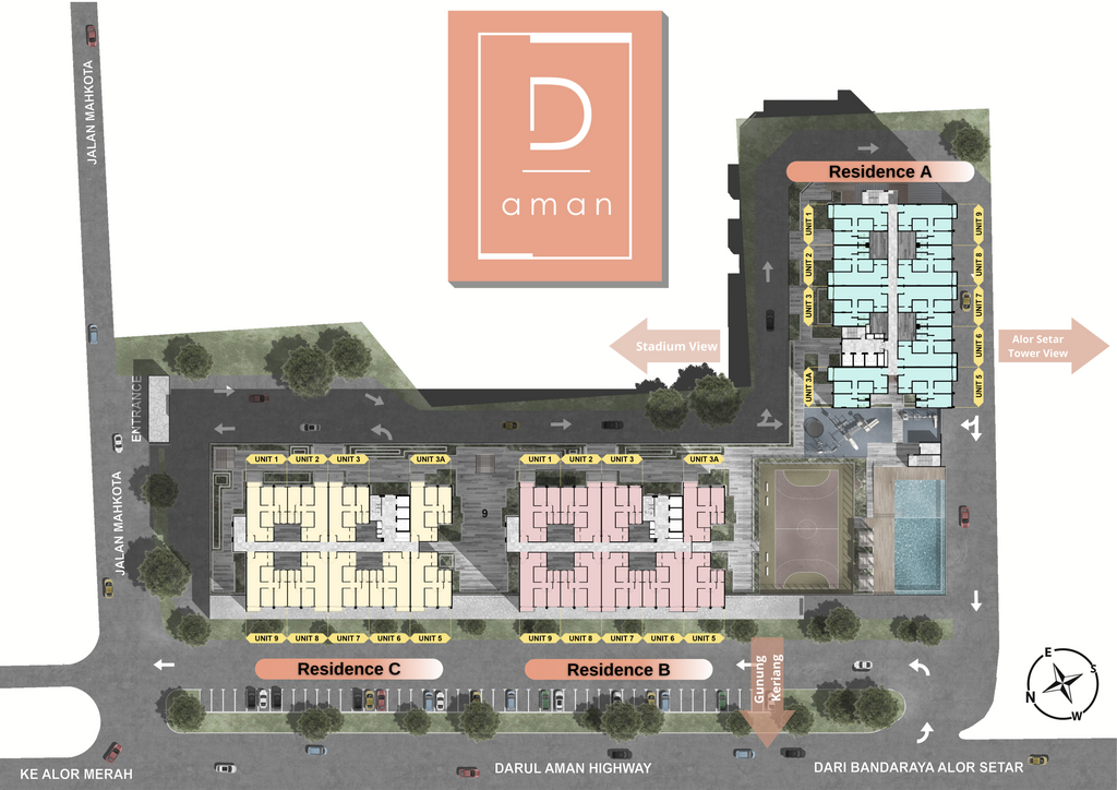 D'aman Residence Alor Setar - Site plan (Block A,B,C)